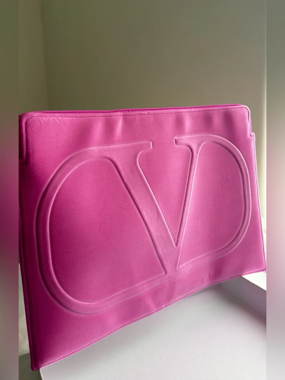 New,unused Valentino beauty Hot Pink Suede Laptop Pouch. No box